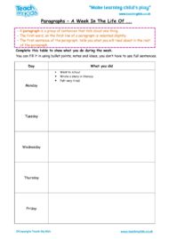 Worksheets for kids - paragraphs-a-week-in-the-life-of